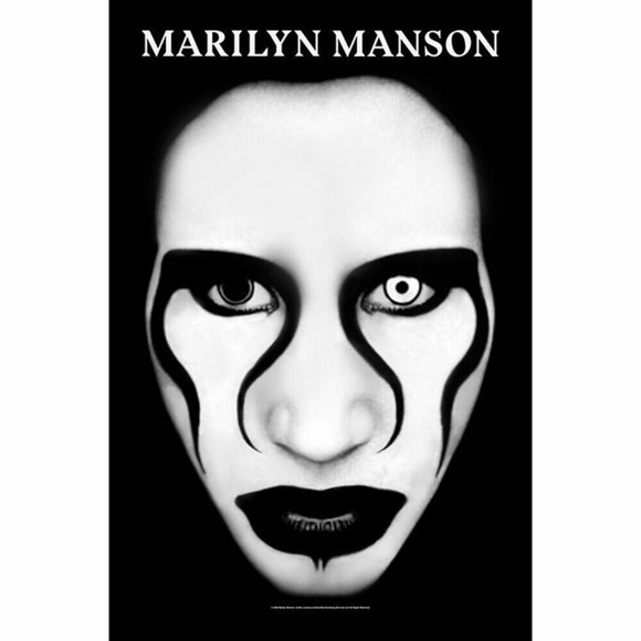Marilyn Manson - Defiant Face Symbol Logo Flag Poster Wall Hanging Fabric Banner - Picture 1 of 3